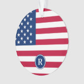 Patriotisch American Red White Blue Custom Monogra Ornament (Vorderseite)
