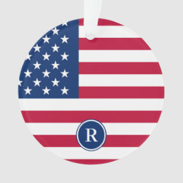 Patriotisch American Red White Blue Custom Monogra Ornament