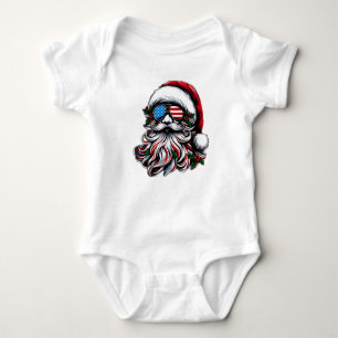 Patriotisch-amerikanischer Weihnachtsmann Baby Strampler