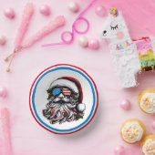 Patriotisch-amerikanischer Weihnachtsmann Pappteller (Party)