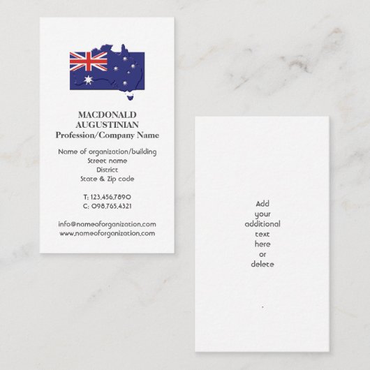 Patriotisch | AUSTRALIEN FLAG | Foto-Visitenkarte Visitenkarte (Vorne/Hinten)