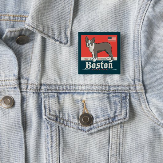 Patriotisch | Boston Terrier Button (Beispiel)