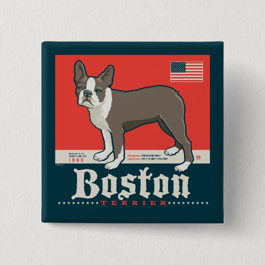 Patriotisch | Boston Terrier Button (Vorderseite)