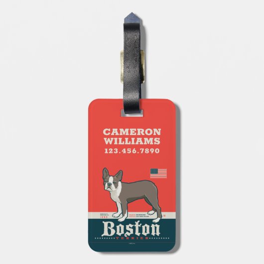 Patriotisch | Boston Terrier Gepäckanhänger (Rückseite vertikal)