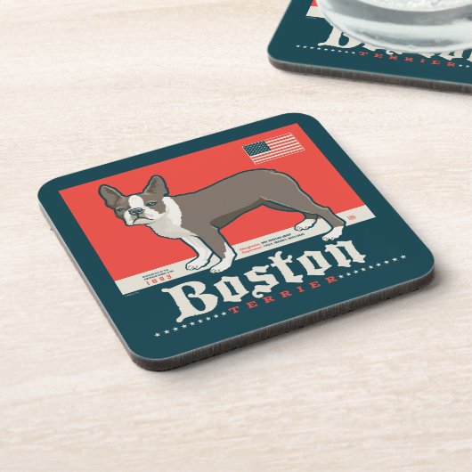 Patriotisch | Boston Terrier Getränkeuntersetzer (Linke Seite)