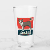 Patriotisch | Boston Terrier Glas (Vorderseite)