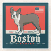 Patriotisch | Boston Terrier Glasuntersetzer (Vorderseite)