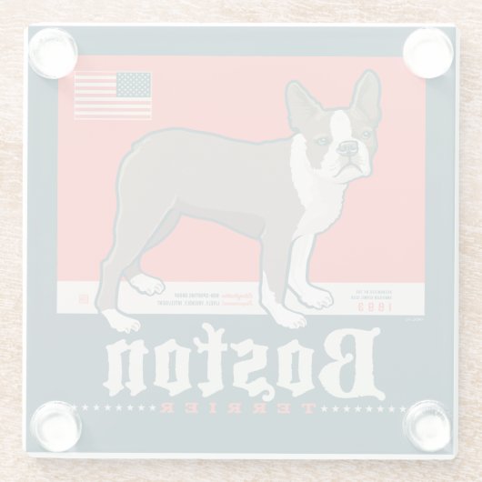 Patriotisch | Boston Terrier Glasuntersetzer (Rückseite)