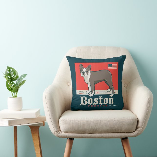 Patriotisch | Boston Terrier Kissen (Stuhl )