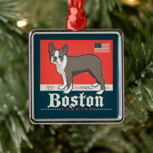 Patriotisch   Boston Terrier Ornament Aus Metall