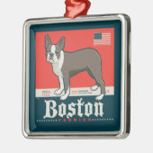 Patriotisch | Boston Terrier Ornament Aus Metall (Links)