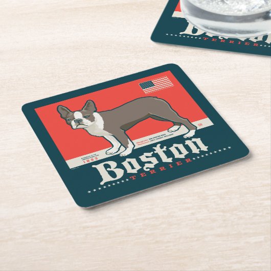 Patriotisch | Boston Terrier Rechteckiger Pappuntersetzer (angewinkelt)
