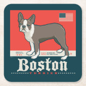 Patriotisch | Boston Terrier Rechteckiger Pappuntersetzer (Vorderseite)