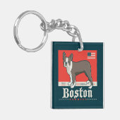 Patriotisch | Boston Terrier Schlüsselanhänger (Vorderseite links)