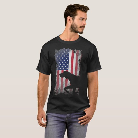 Patriotisch Deutsch Kurzhaariger Pointer-Amerikane T-Shirt (Vorne ganz)