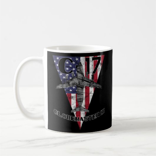 Patriotisch für das Militärflugzeug C-17 Globemast Kaffeetasse (Links)