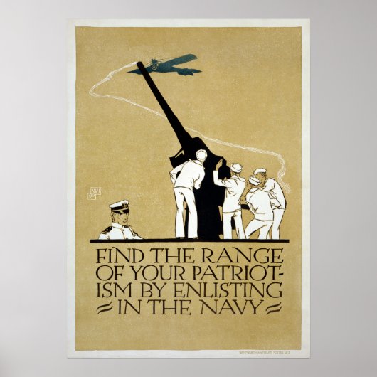 Patriotisch für die Rekrutierung von Schiffen aus  Poster (Vorne)