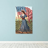 Patriotisch gekleidete Frau Leinwanddruck (Insitu (Holzboden))