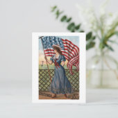 Patriotisch gekleidete Frau Postkarte (Stehend Vorderseite)