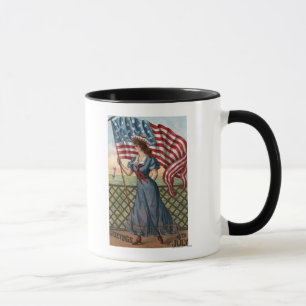 Patriotisch gekleidete Frau Tasse