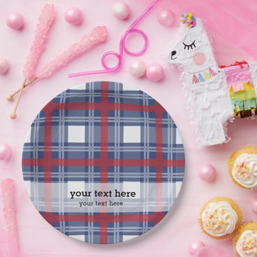 Patriotisch kariert pappteller (Party)