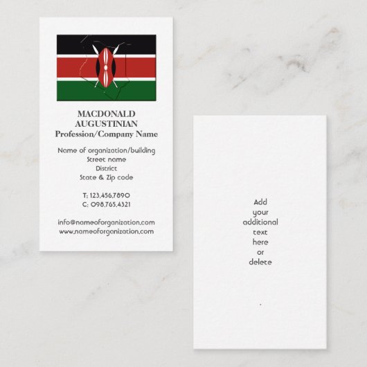 Patriotisch | KENYA FLAG | Foto Business Card Visitenkarte (Vorne/Hinten)