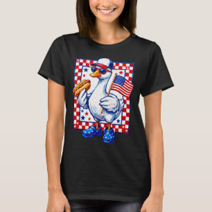 Patriotisch lustige Gans Hotdog BBQ USA-Flagge Män T-Shirt