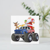 Patriotisch / Monster Truck Weihnachten Einladung (Stehend Vorderseite)