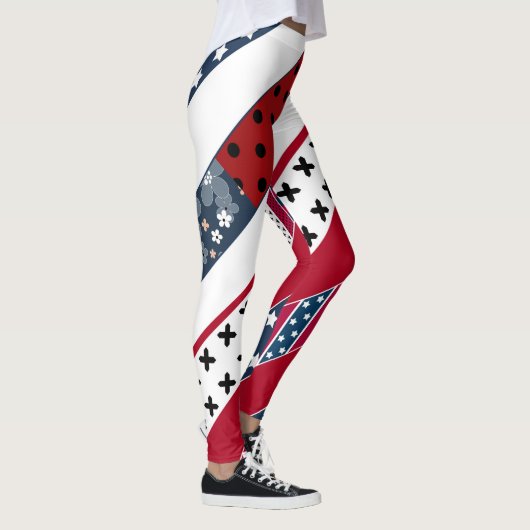Patriotisch, Patchwork Leggings (Rechts)
