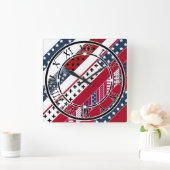 Patriotisch, Patchwork Quadratische Wanduhr (Zuhause)