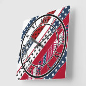Patriotisch, Patchwork Quadratische Wanduhr (Winkel)