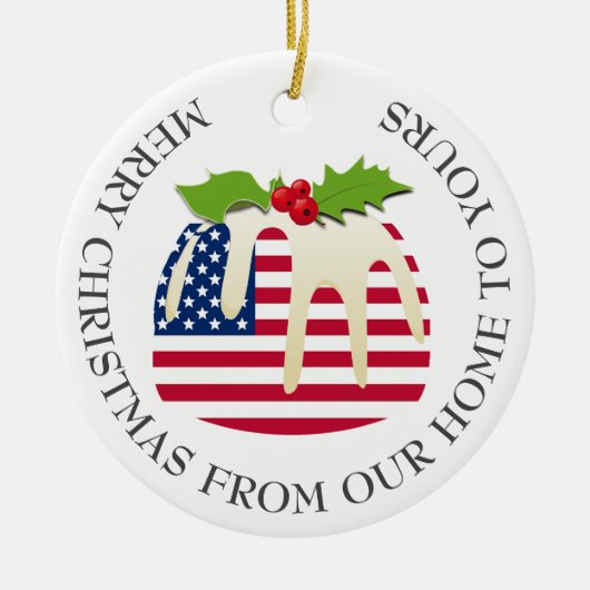 Patriotisch | Pudding | AMERIKANISCHE FLAG Keramik Ornament (Vorne)