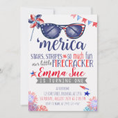 Patriotisch Red White und Blue Little Firecracker Einladung (Vorderseite)