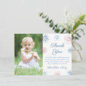 Patriotisch rot-weiß-blaues Feuerwerk Dankeskarte (Stehend Vorderseite)