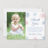 Patriotisch rot-weiß-blaues Feuerwerk Dankeskarte (Vorderseite)