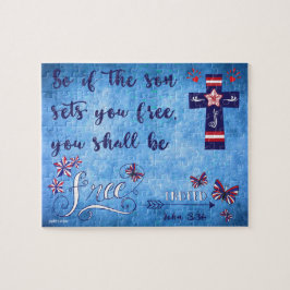Patriotisch Rot Weiß und Blau Christlich Freiheit Puzzle