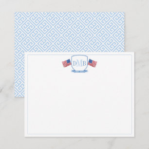 Patriotisch rot weiß und blau drei Buchstaben Mono Dankeskarte