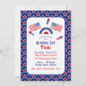 Patriotisch Rot Weiß und Blau Gedenktag Picnic Einladung (Vorderseite)