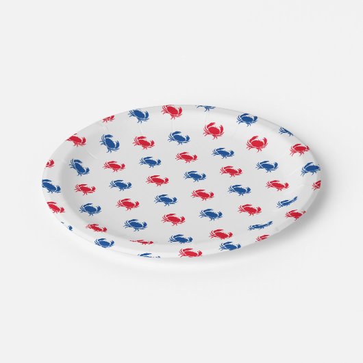 Patriotisch Rot, Weiß und Blau Pappteller (Schrägansicht)