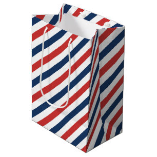 Patriotisch Rot Weiß und Blau Streifen Mittlere Geschenktüte
