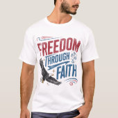 Patriotisch rot, weiß und blau verzweifelter Glaub T-Shirt (Vorderseite)