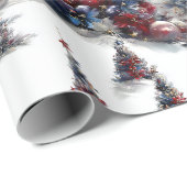 Patriotisch Rot Weiß und Blau Weihnachtsbaumen Geschenkpapier (Rolleneckpunkt)