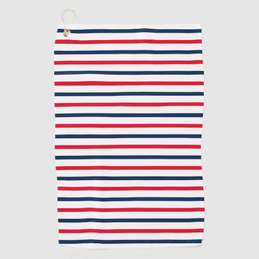 Patriotisch-rote blaue Streifen modern Golfhandtuch (Vorderseite)