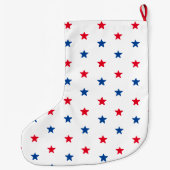 Patriotisch rotes, weißes und blaues Sternmuster Großer Weihnachtsstrumpf (Rückseite)