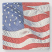 Patriotisch schwingen amerikanischer Flagge Steinuntersetzer (Vorderseite)
