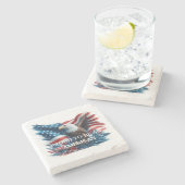 Patriotisch - Stolz als amerikanischer Adler Steinuntersetzer (Seitenansicht)