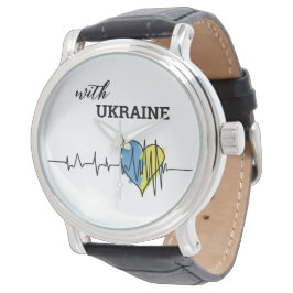 Patriotisch Ukrainisch Gelbe Herzklopfen Armbanduhr