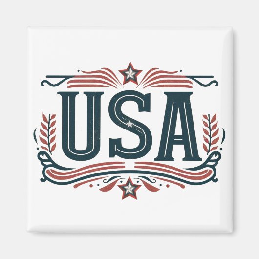 Patriotisch, Vintag USA Magnet (Vorne)