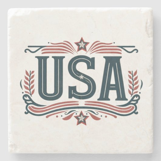 Patriotisch, Vintag USA Steinuntersetzer (Vorderseite)