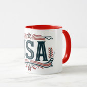 Patriotisch, Vintag USA Tasse (VorderseiteRechts)
